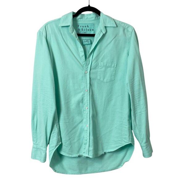 Frank & Eileen EILEEN Shirt Famous Denim Relaxed Button-Up Size XS Seafoam Green - Picture 2 of 11